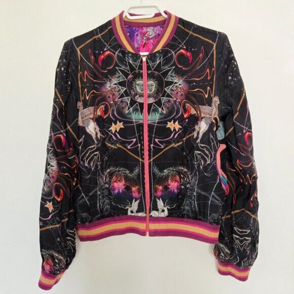 Camilla Tropic Of Neon Bomber Jacket Reversible Small b96E - Picture 3 of 14